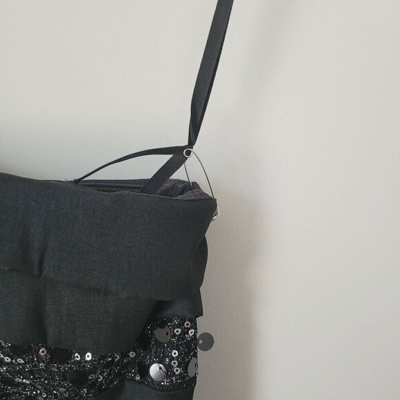 Caché One Shoulder Fit & Flare Sequin & Satin Gown in Black Size 6 - Picture 5 of 7